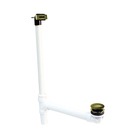 Westbrass Low Profile Sch. 40 PVC Tub Waste, W/ ADA Approved Tip-Toe Drain, & Linear Overflow, in Polished Bra 493244SLD-03